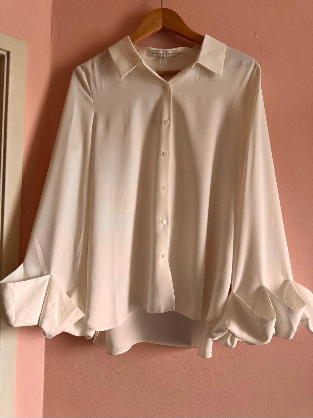 Endless Rose White Button-Up Blouse with Statement Ruffle Cuffs
